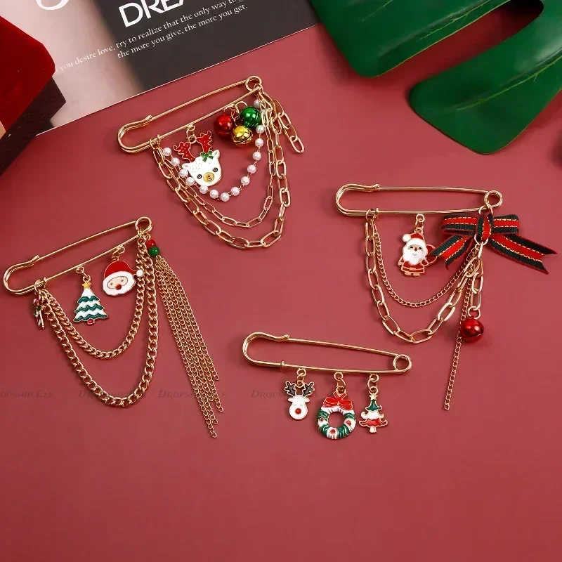 Модные милые эмалированные рождественские подвески в виде Санта-Клауса и снеговика, брошь, значок, рождественская булавка на лацкан, новогодние вечерние ювелирные изделия, подарки