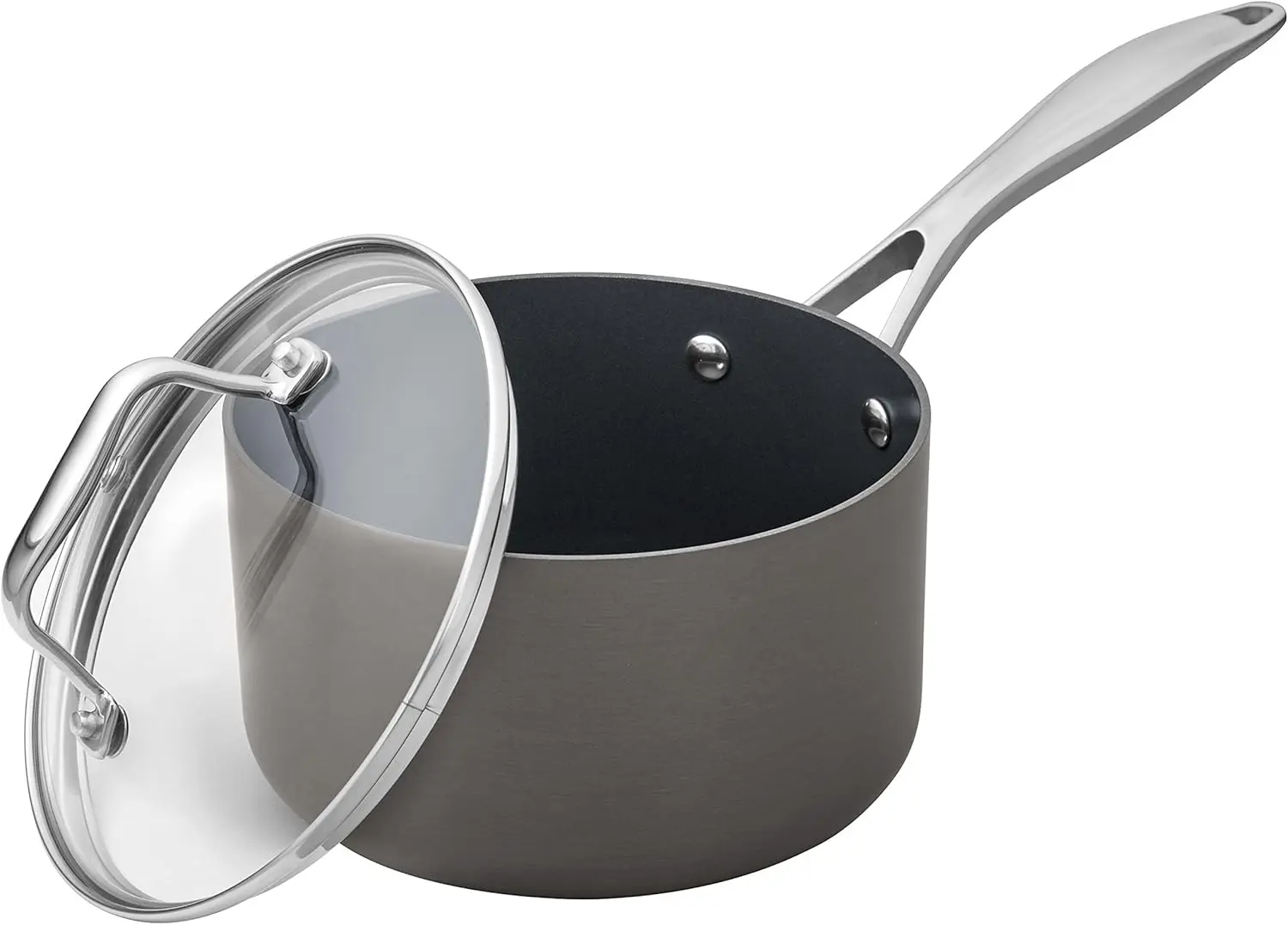 

1.9-Quart Non-Stick Saucepan with Glass Lid, Hard-Anodized Aluminum for Even Heating