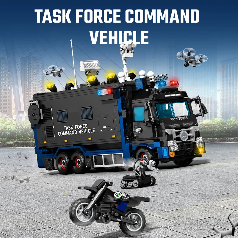 SEMBO 1443pcs Military Series Vehicle Assemblage Building Blocks Kits MOC Motorcycle Car UAV Model Bricks Boys Toys Kids Gifts