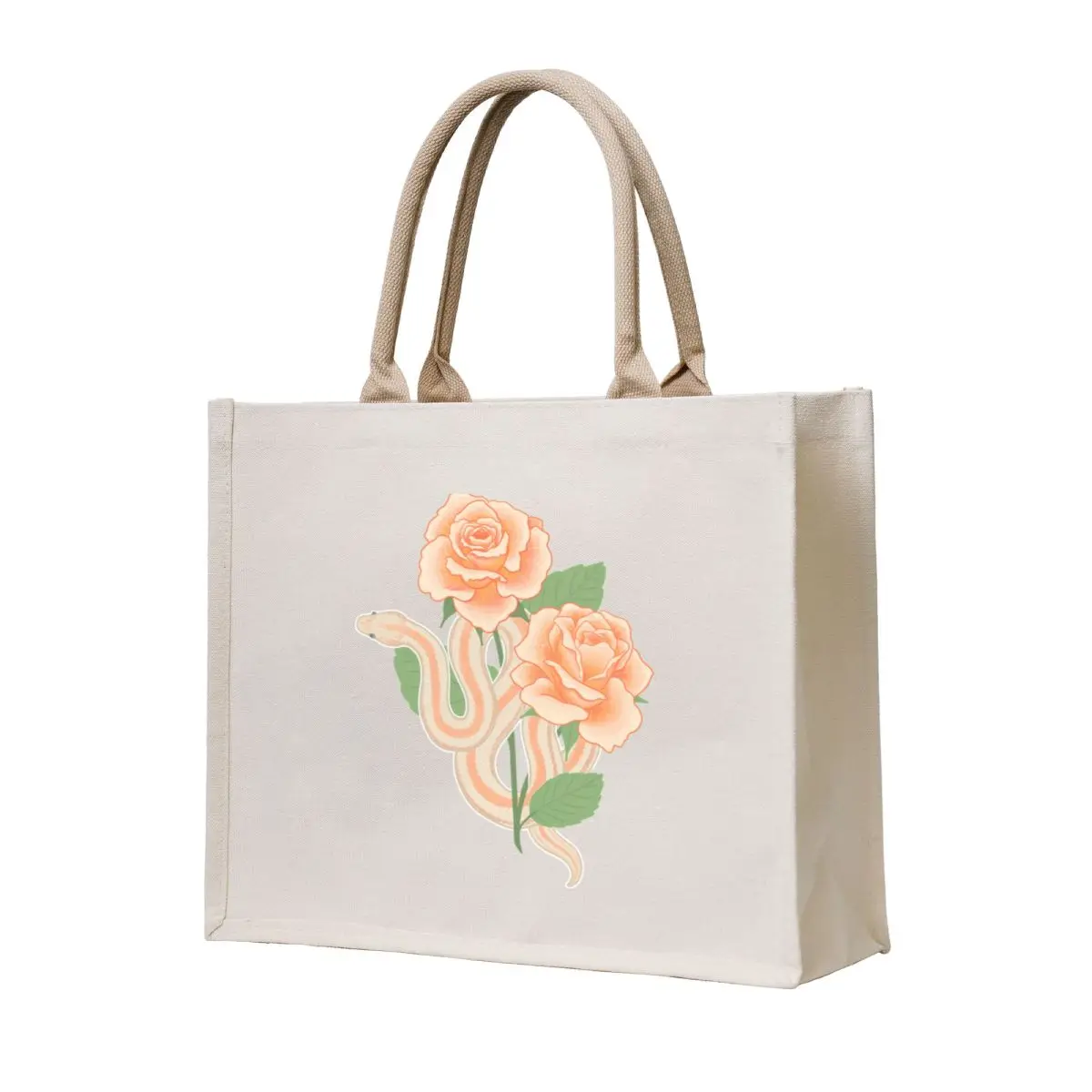 

Rosy Boa and Roses Tote Bag Woman shopper bag shoping bag canvas tote