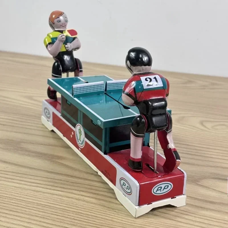 Jouet à remonter en métal, jeu d'athlètes de Ping-Pong, Collection de figurines pour adultes, modèle mécanique rétro, jouet cadeau