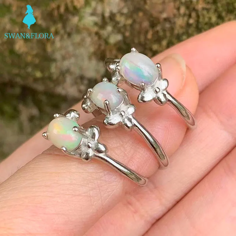 

Natural Opal Ring Stone Female Handmade Rings Jewelry for Women Gift Natural