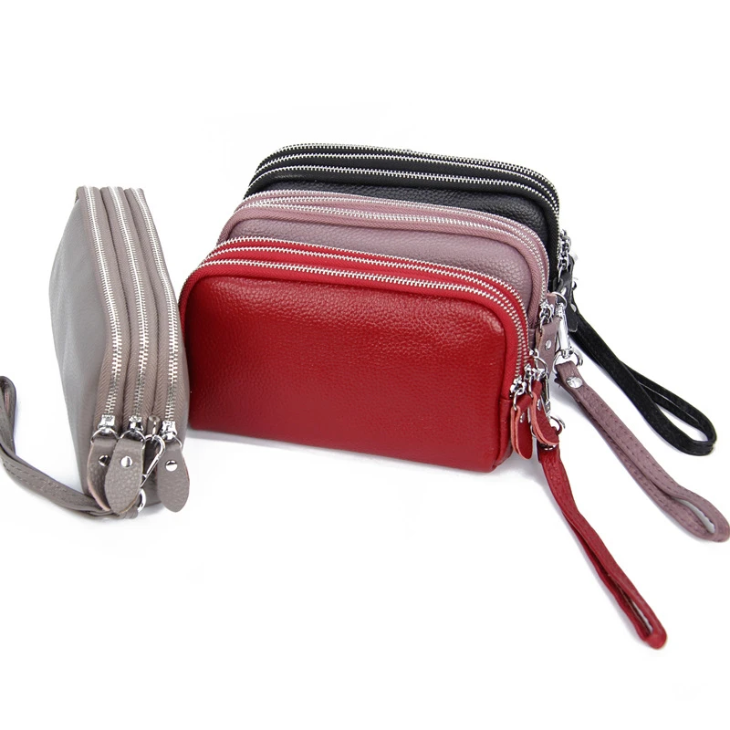 2023 Fashion Women Long Wallets Genuine Leather Simple Zipper Large Capacity Female Coin Purses Card Holder Money Bag
