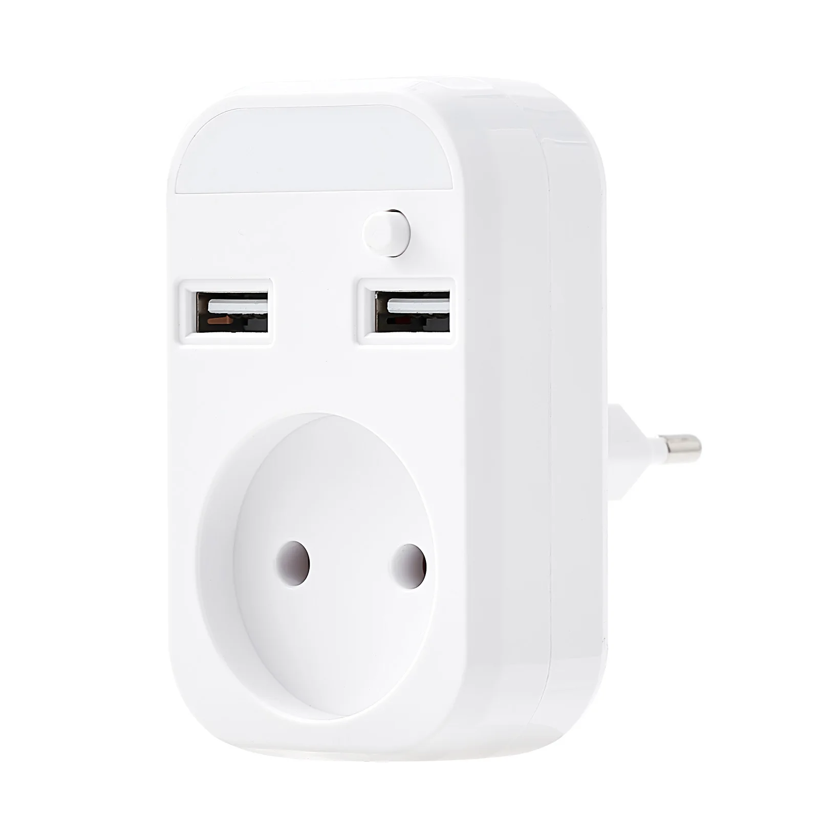 European Travel Plug USB Socket Conversion with Switch Small Night Light 2 USB Port German French Russian Universal Socket