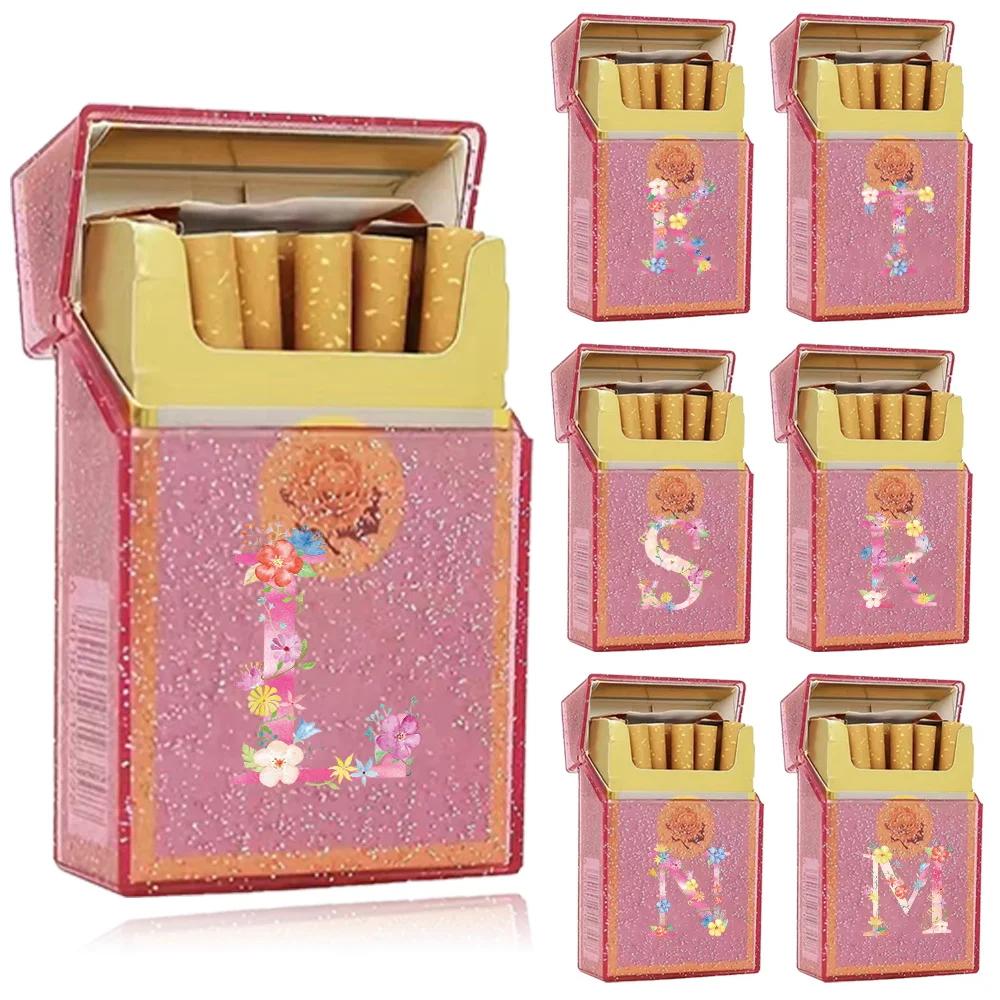 

Snowflake Cigarette Case Smoking Container Cover Holder Pocket Cigar Tobacco Storage Box Portable Organizer Pink Letters Pattern