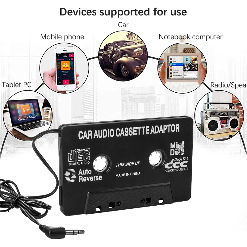 High Quality Car MP3 MP4 Cassette Tape Adapter Mobile Phone Audio Converter Car Tape Converter For IPod MP3 CD DVD Player