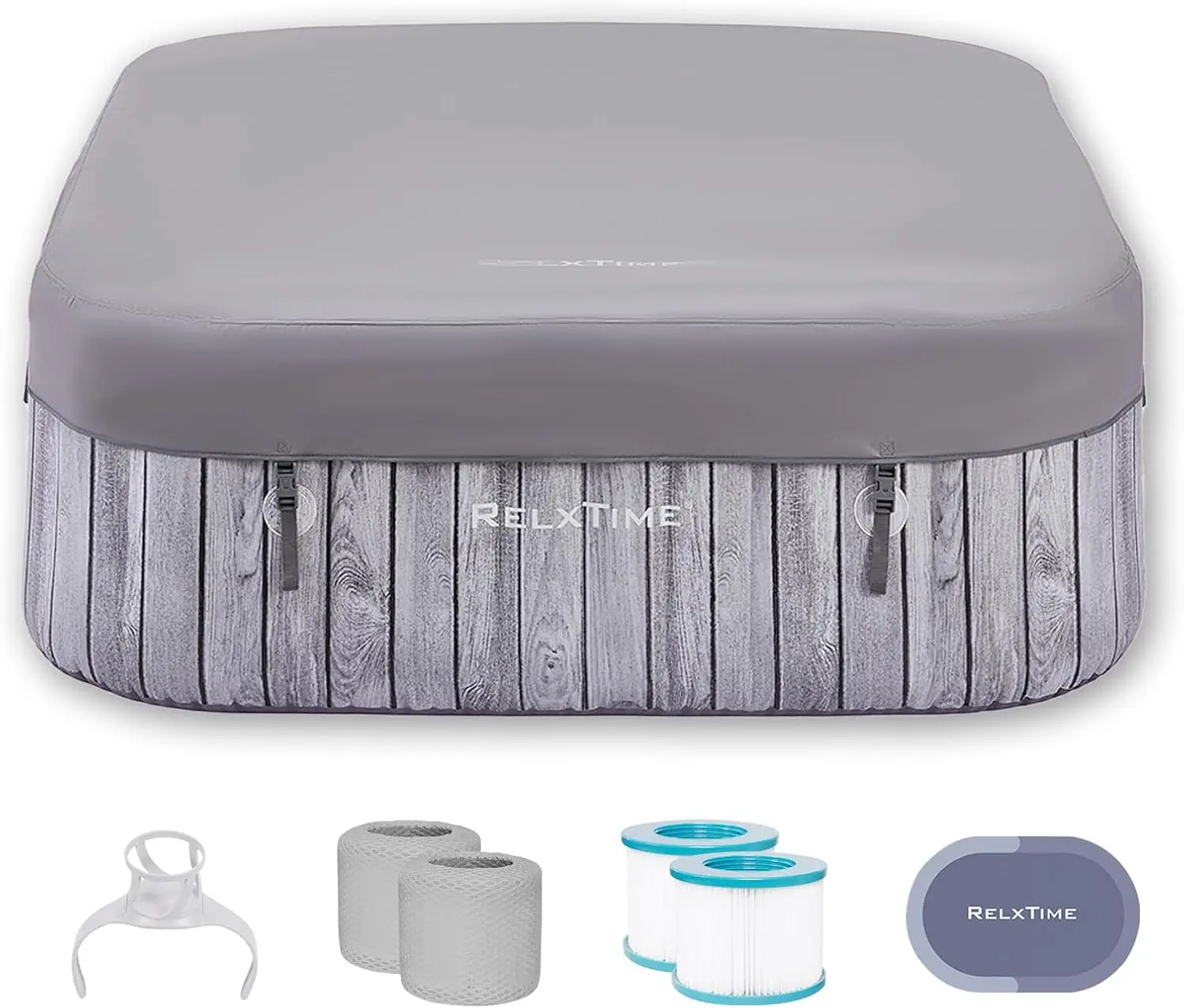 

Inflatable Hot Tub Spa Portable Heater Pump Air Jets Cup Holder Outdoor Square Four Person