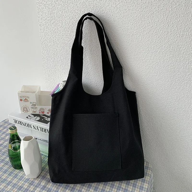 1PC Solid Color Blank Hand Drawn Canvas Bag for Women\'s Single Shoulder Japanese Minimalist Artistic Travel Bag