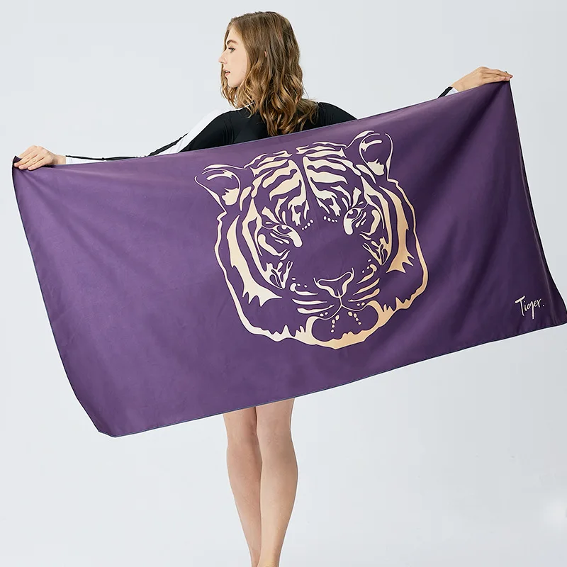 

Quick-drying Beach Towel Outdoor Swimming Shawl Sunscreen Beach Towel Microfiber Double-sided Printing Seaside Holiday Purple