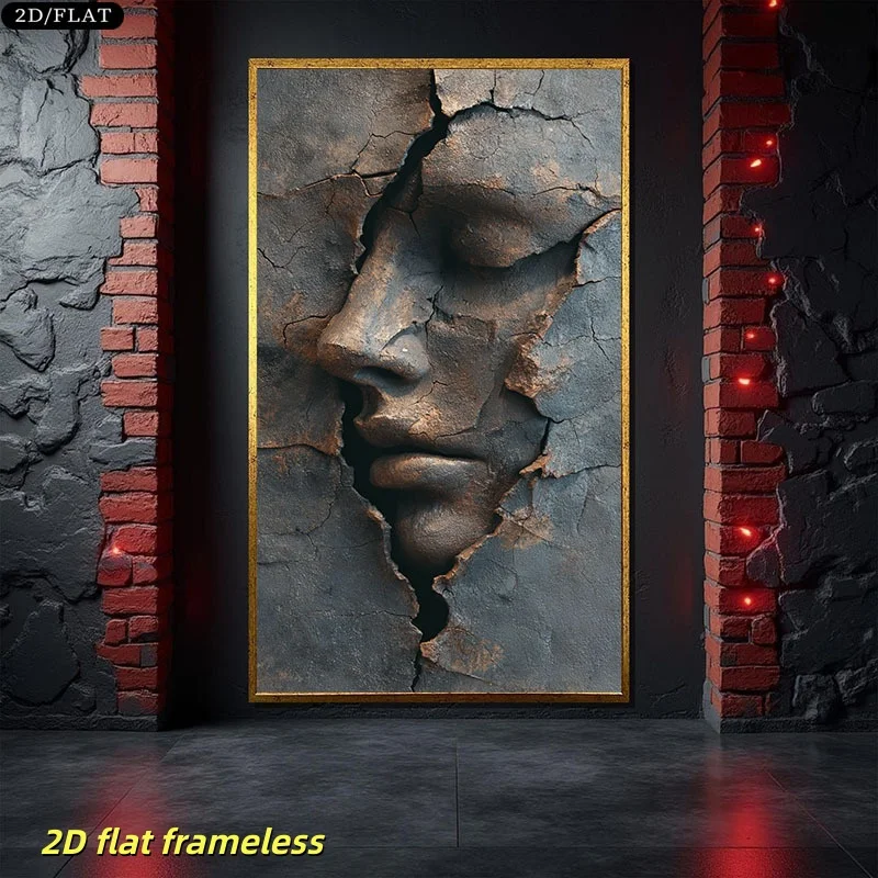 1 piece of abstract face canvas wall art - minimalist brown gray black beige white, suitable for wall decoration in living rooms
