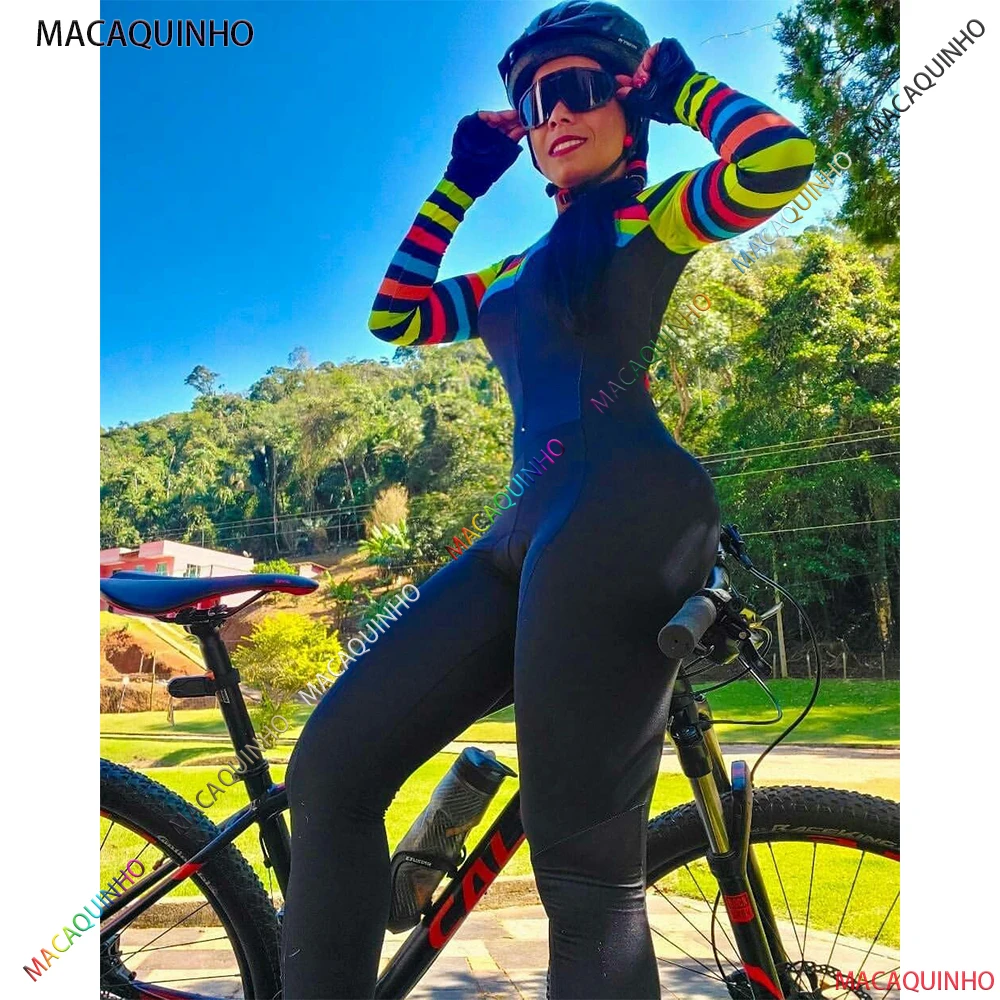 

Women's Cycling Jumpsuit 2022 Macaquinho Ciclismo Free Shipping Winter Thin Long Sleeve Trousers Brazil Cycling Triathlon