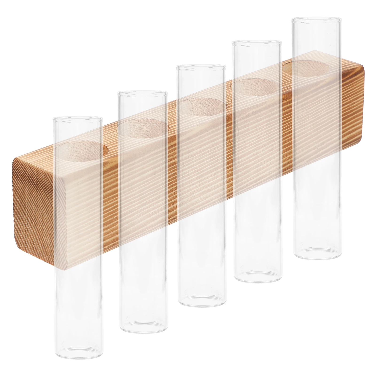 

Hydroponic Vase Plant Holder Propagation Tubes Test Tube Clear Glass Hanging Planter Small Terrarium Rustic Wood Stand