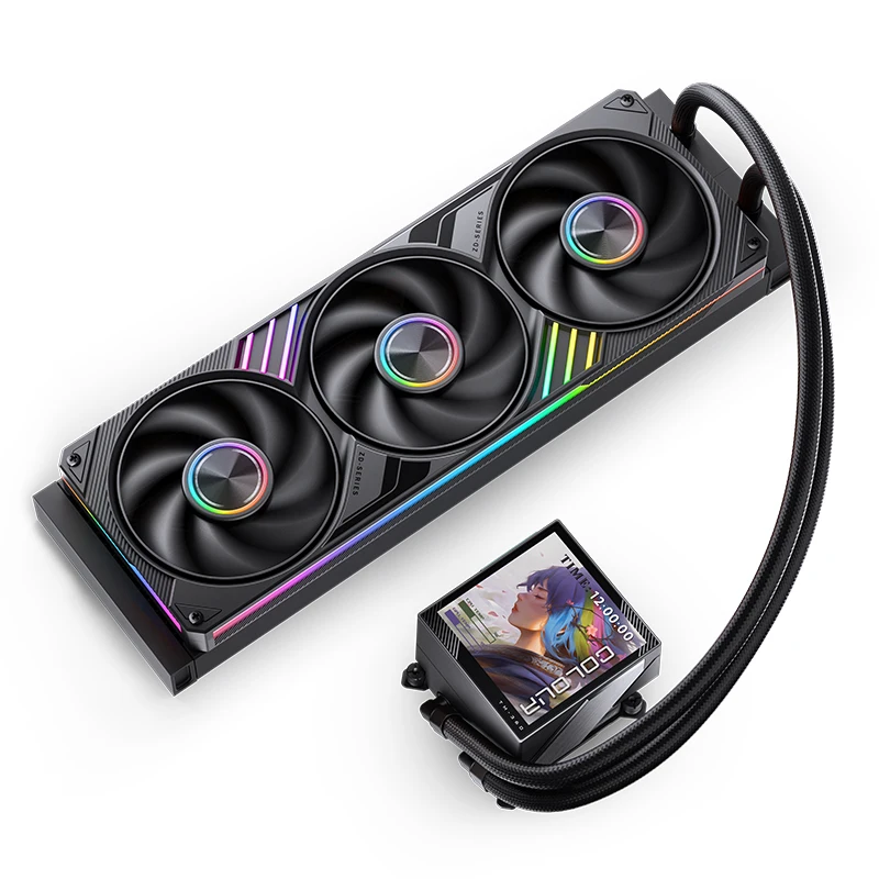 Jonsbo TM-360 Integrated Water-cooled CPU Heatsink 3.95-inch Screen Display ARGB Black 360mm CPU Liquid Cooler LGA115X 1851 AM5