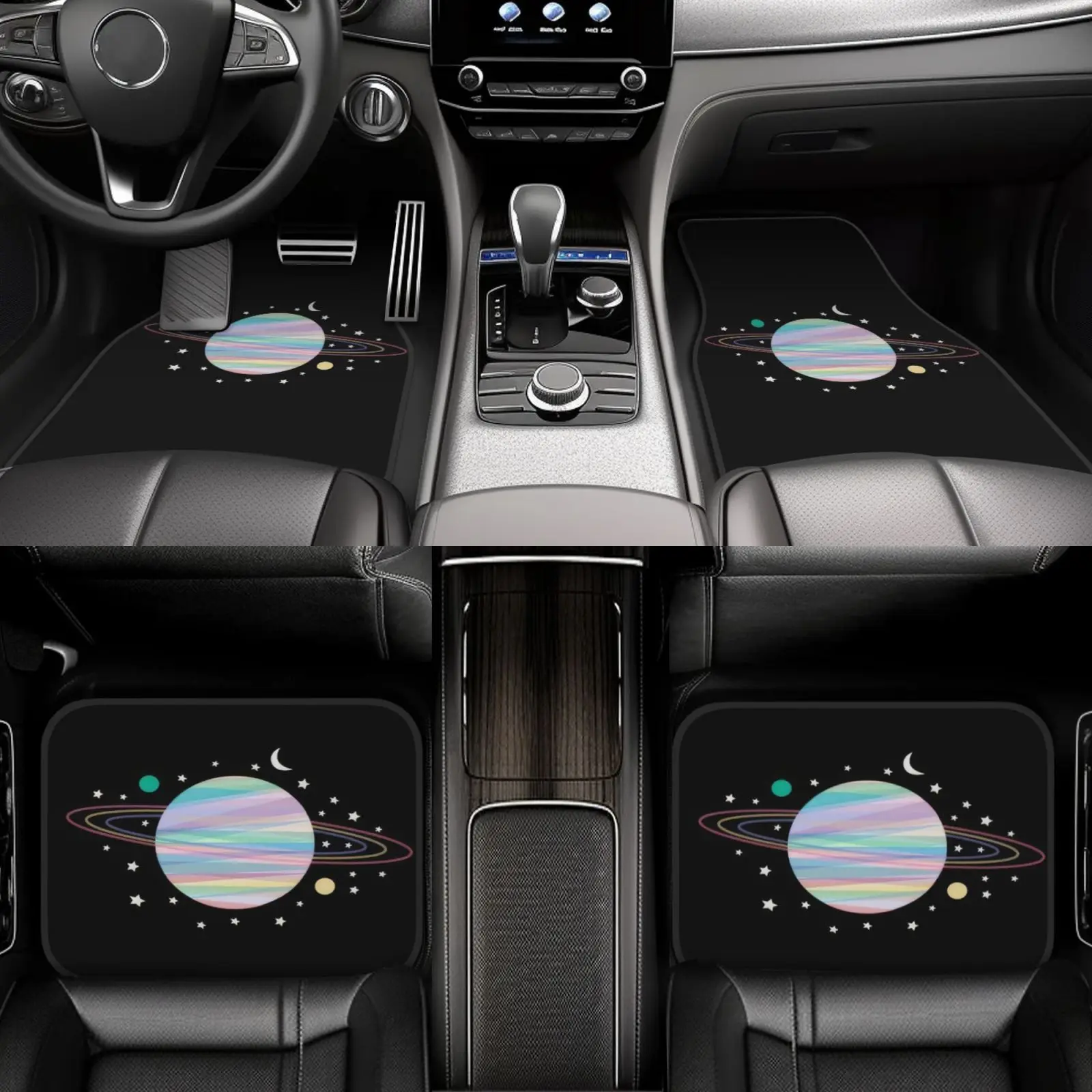 2pcs/4pcs Car Floor Mats Featuring A Vibrant Space Design - Made Of Durable Polyester, Suitable For All Vehicles, Enhancing Driv