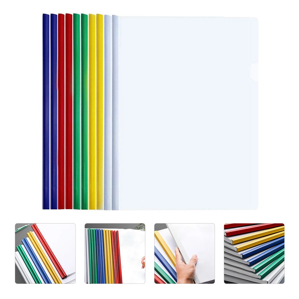 10 قطع من مجلد ملفات مانيلا للمدرسة وثيقة واضحة مع زر كبس. المجلدات #4