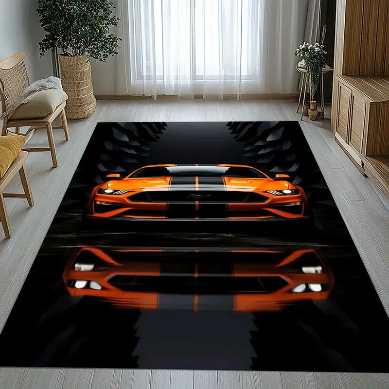 Vintage M-Mustang Racing Biker Garage Soft Non-Slip Large Area Rug for Living Room,Bedroom Carpet Mat for Sofa,Moto Home Decor