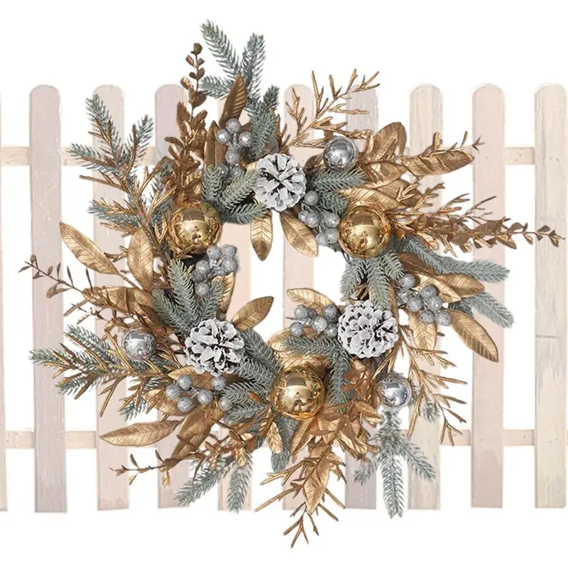 

Christmas Pinecone Wreath Artificial Pinecone Wreaths for Front Door Decorative Christmas Door Wreath Fall Wreath with Greenery