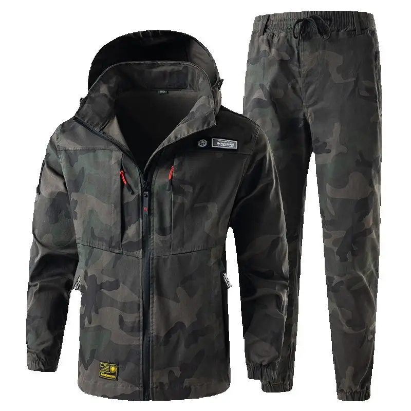 Spring Autumn Men Camouflage Workshop Work Suit Electrician Welder Maintenance Construction Worker Jacket Customized Print Logo