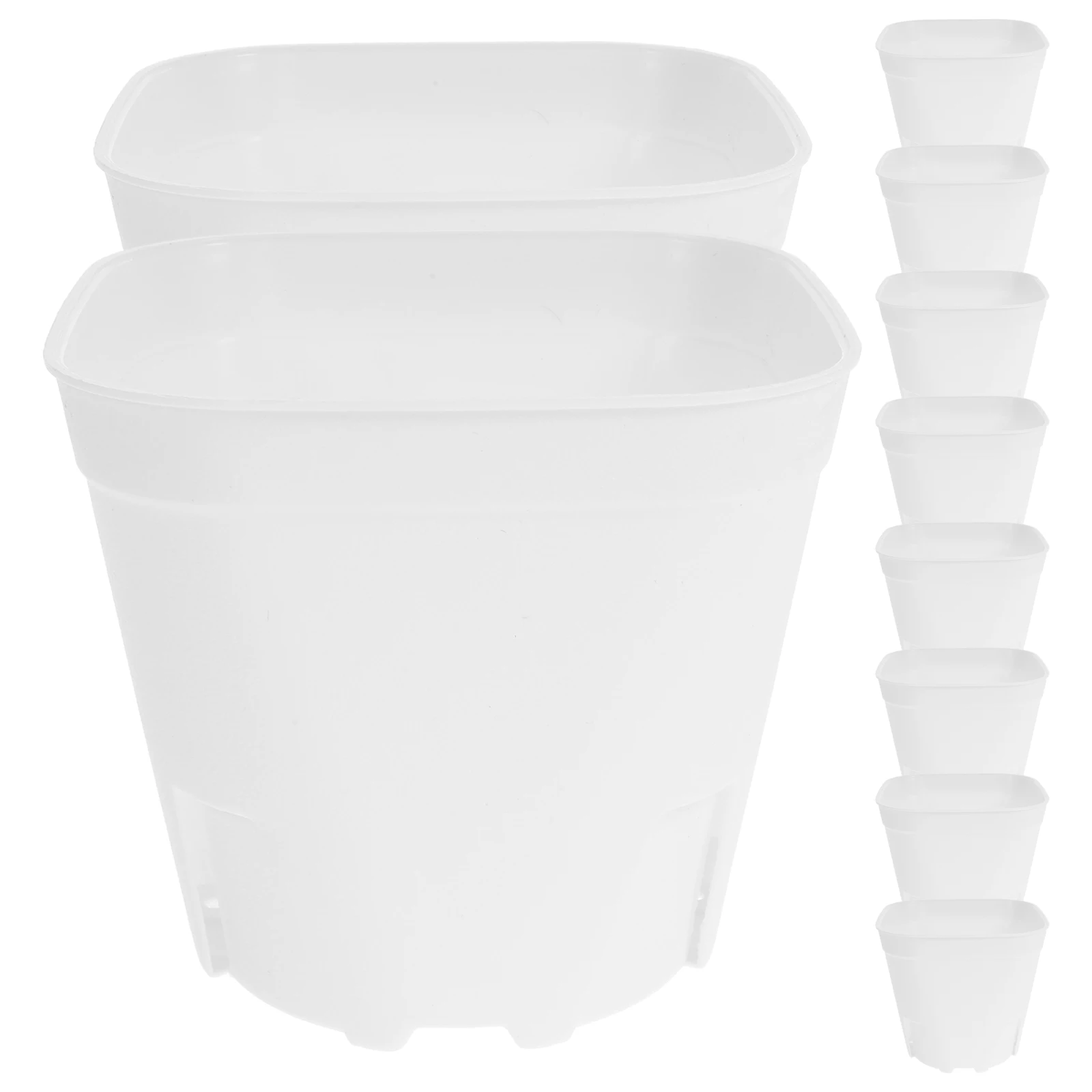 

10 Pcs Square Plant Pots with Drainage Holes for Succulents Nursery Seedling Plastic Flower Pot Outdoor Garden Use