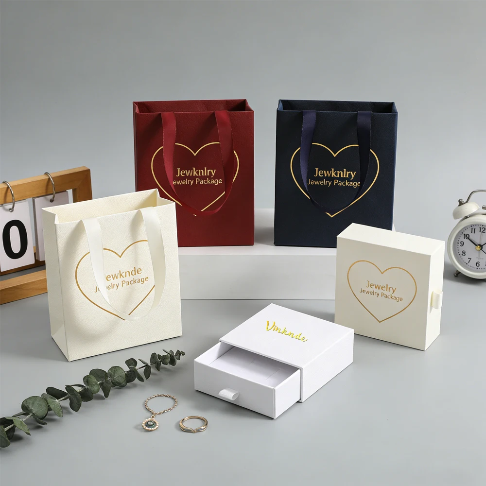

10/24/30/50pcs Custom Logo Exquisite 12.5×15×7.5cm Jewelry Packaging Bag With Drawer Jewellery Box Perfume Cosmetic Candle Bags