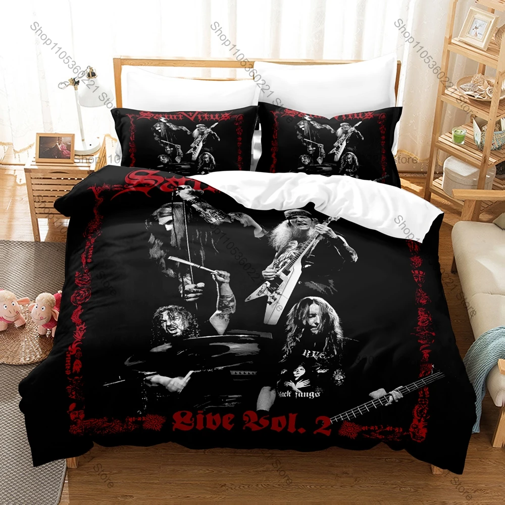 Saint Vitus Bedding Set 3Pcs Vintage Rock Band Pattern Comfort Bed Linen For Music Duvet Cover Pillowcase Home Decor
