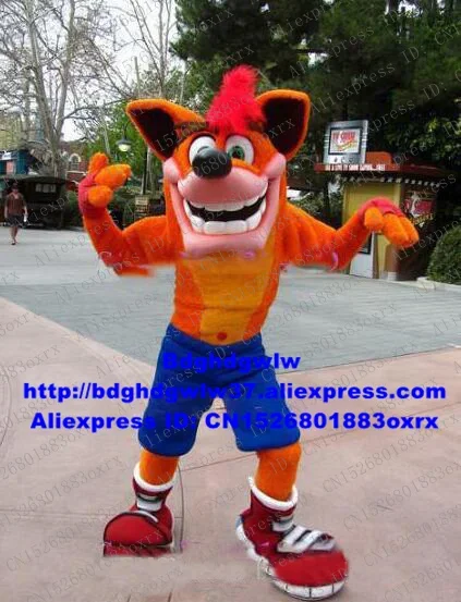 Crash Bandicoot Wolf Fox Mascot Costume Adult Cartoon Character Outfit Suit High Street Mall Festivals And Holidays zx493