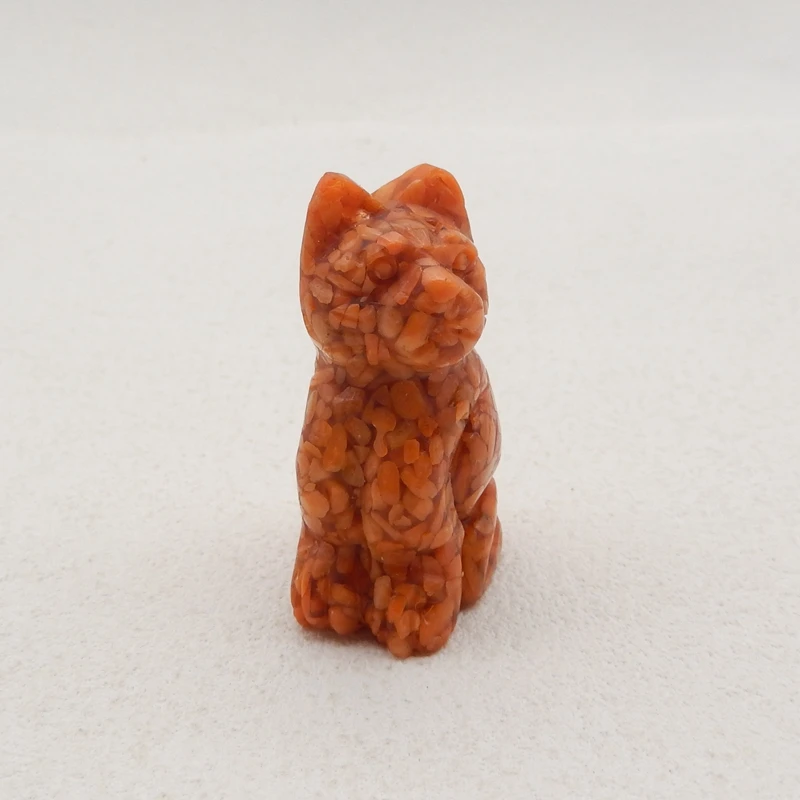 Lucky Cat Ornament Natural Stone Italian Coral Cute Cat For Decoration Gemstones Jewelry Pendant Free Drilling 43x25x18mm 24g