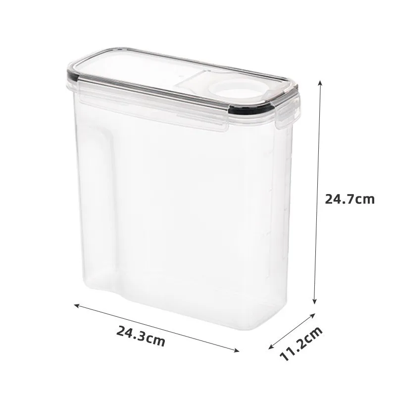 4pc 4L Food Storage Tank Kitchen Miscellaneous Grain Storage Box Set Transparent PP Sealed Waterproof Storage Container