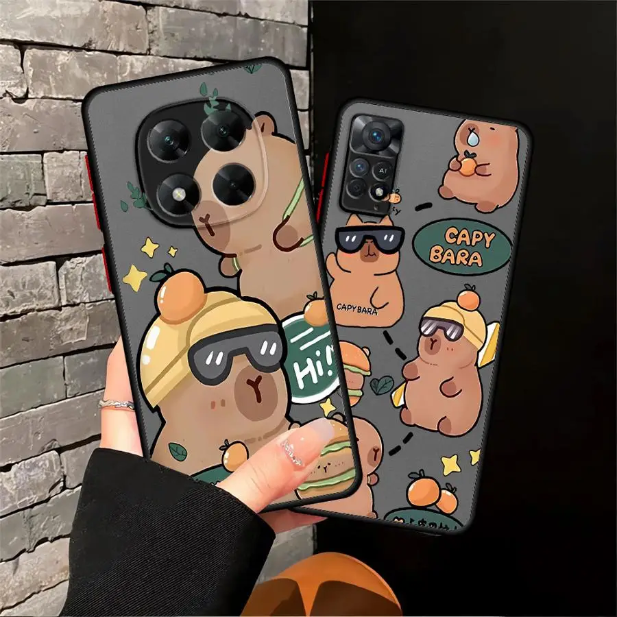حافظة هاتف لطيفة مضحكة كابيبارا لهاتف شاومي ريدمي نوت 14 برو 11s 10s 12S 9s 11 12 13 Pro Plus غطاء ناعم