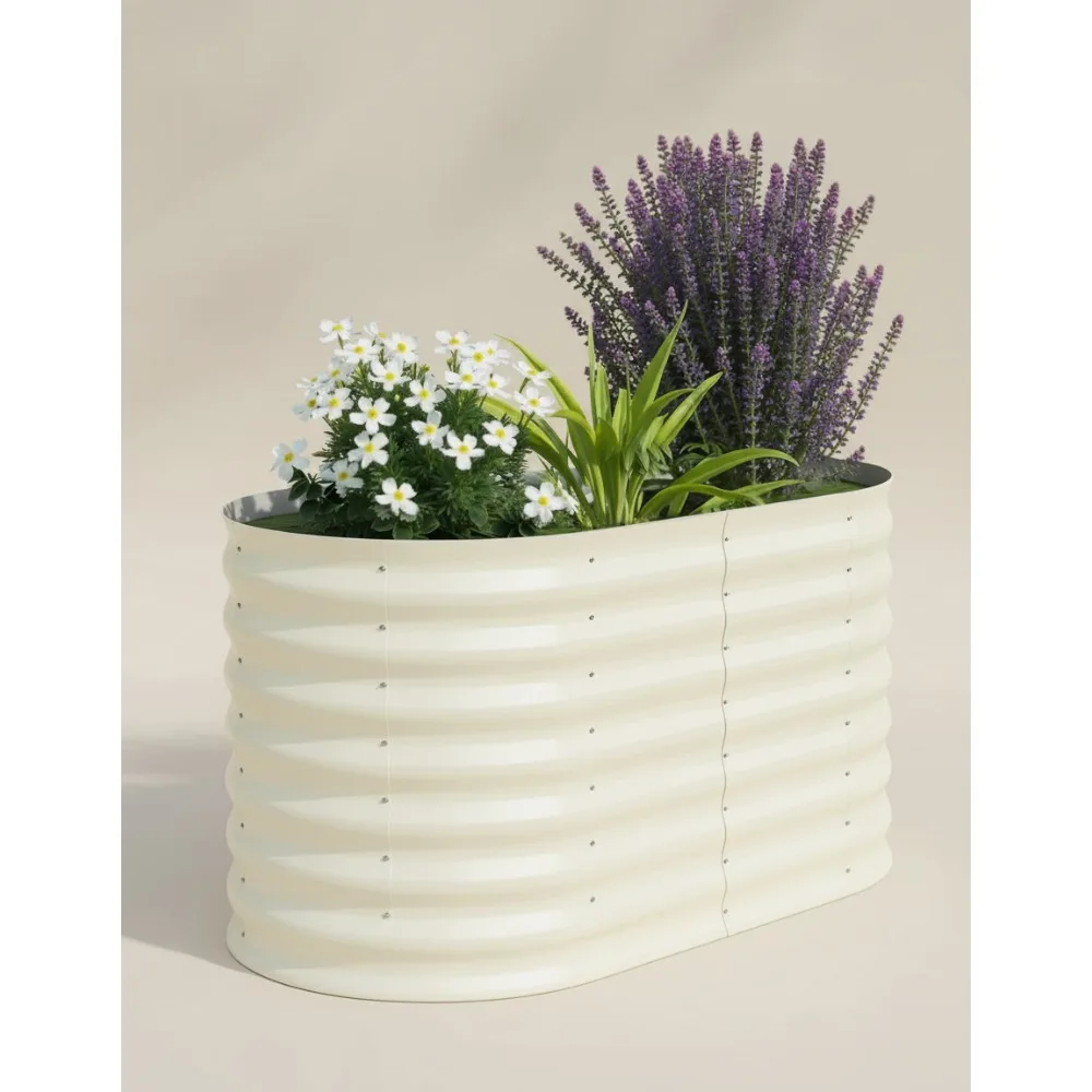 4x2x2 ft Galvanized Raised Garden Bed, Easy Assembly Planter Box for Vegetables Fruits Flowers Outdoor