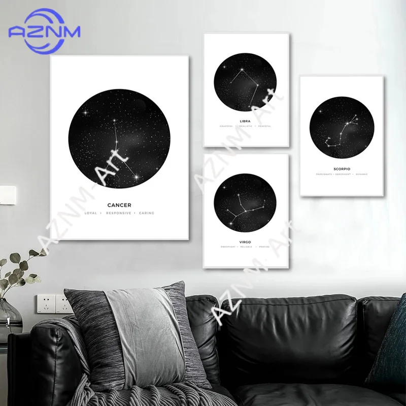 1 Stück nordisches Kinder-Dekorationsbild, minimalistische Geometrie, Sternbild, Kinderzimmer-Wandkunst-Poster
