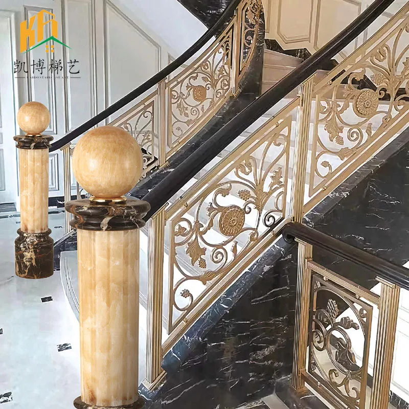 custom.Customized Luxury indoor staircase decorative brass material plated stair railings