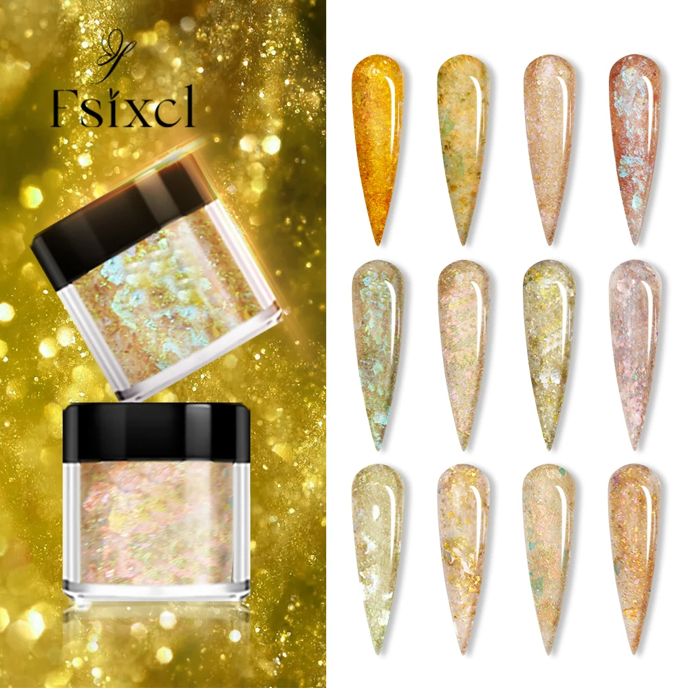 FSIXCL 2023 New 12 Color Amber Nail Art Dipping Acrylic Powder Glitter for Nails Decor Extension Manicure Design Pigment Dust