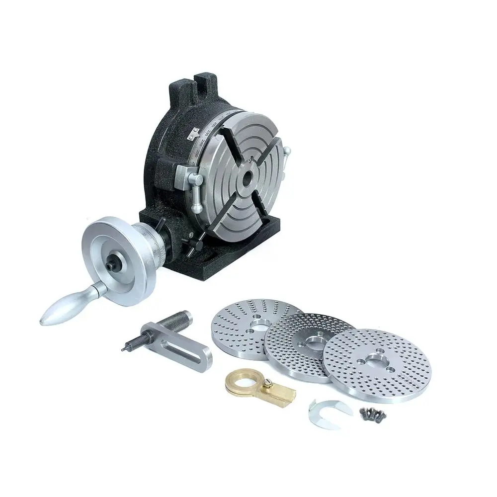 

6 Manual Rotary Table with 4-Slot Steel Indexing Plates and Milling Kit