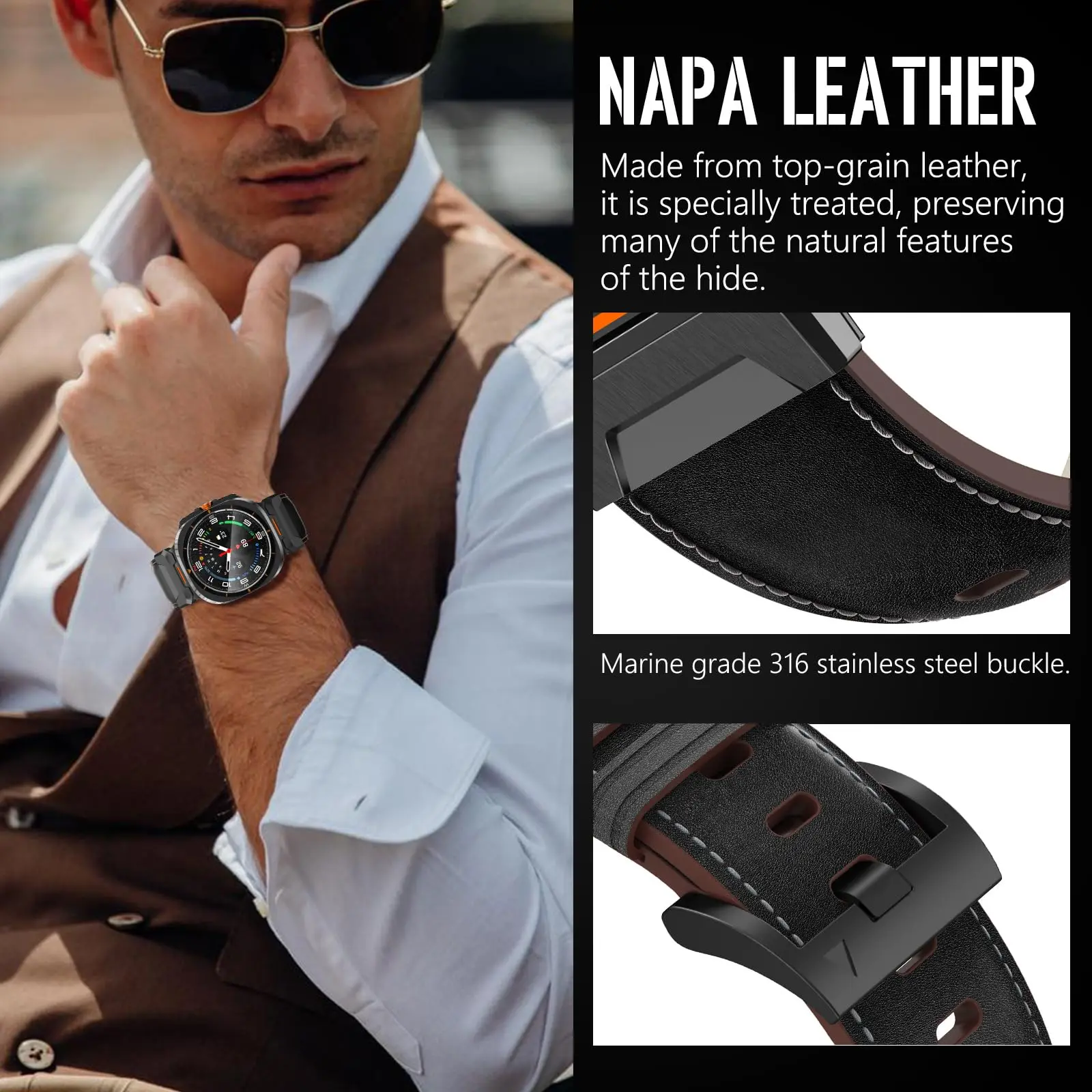 Cinturino di lusso in pelle per Samsung Galaxy Ultra Watch 47mm Bracciale da polso da uomo d'affari Correa per SAMSUNG GALAXY 47MM Soft Band