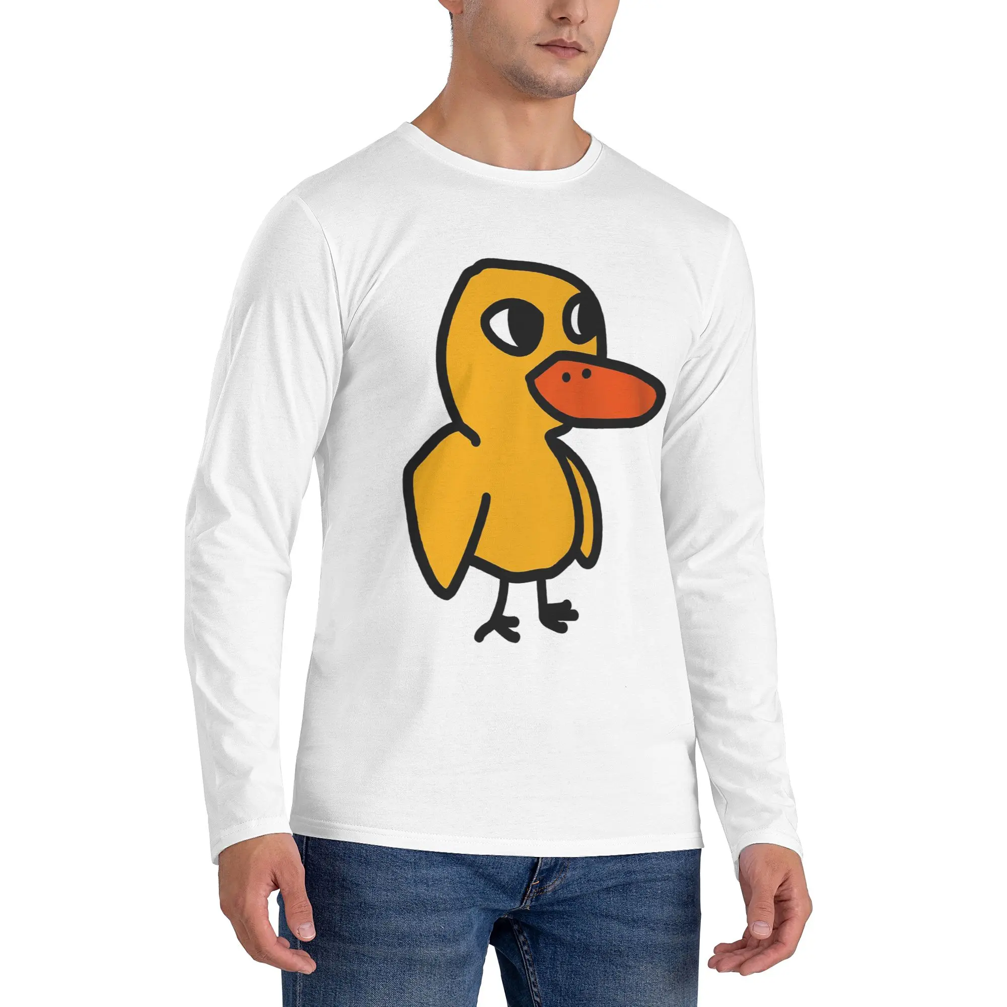 

Duck Song Men's Long Sleeved T-shirt Casual Round Neck T shirts Spring and Autumn Men tops
