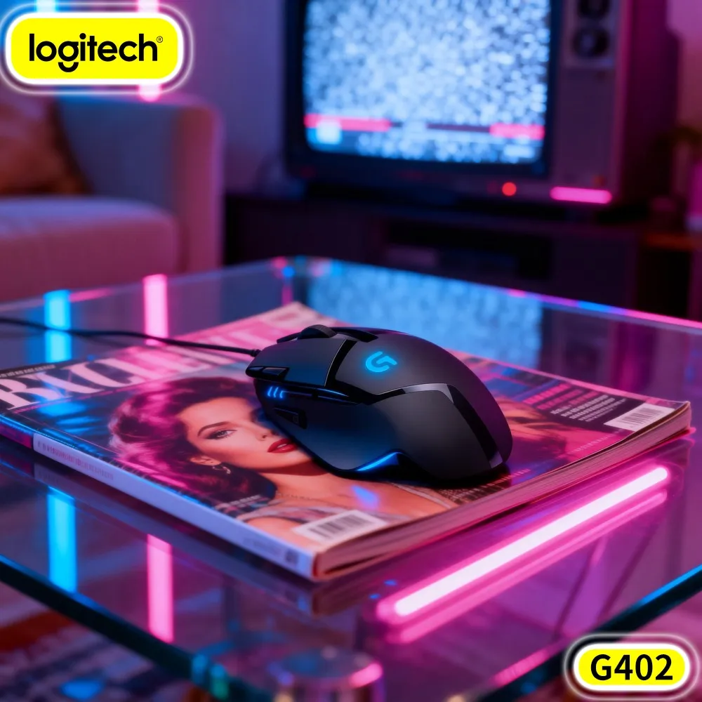 High-Speed Logitech G402 Gaming Mouse 32-Bit Processor 8 Custom Buttons 500 IPS 4000 DPI Anti-Slip Grips