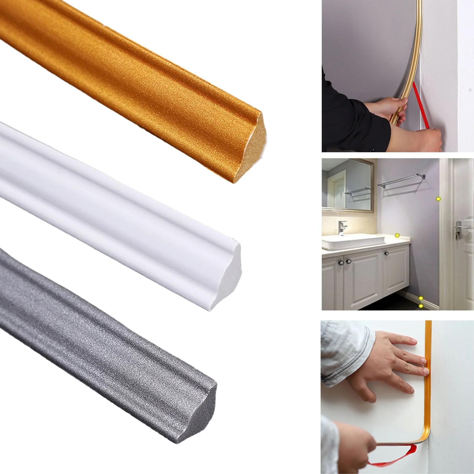 5 Meters Self-Adhesive Soft Wall Gap Decor Line Baseboard Ceiling Molding Line Tile Gap Decor Line Wall Trim Line Home Decor
