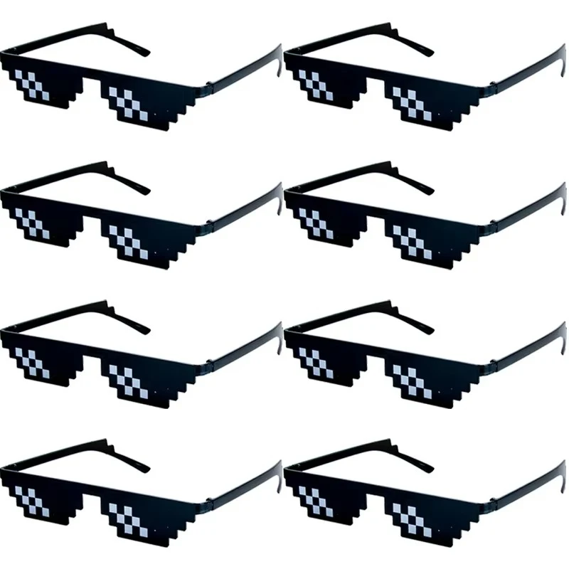 1-8pcs Mosaic Sunglasses Cool Party Vintage Shades Eyewear For Men Pixelated Sunglasses Funny Women Glasses