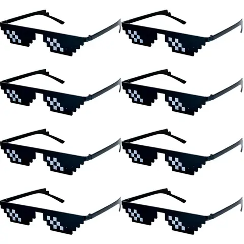 1-8pcs Mosaic Sunglasses Cool Party Vintage Shades Eyewear For Men Pixelated Sunglasses Funny Women Glasses