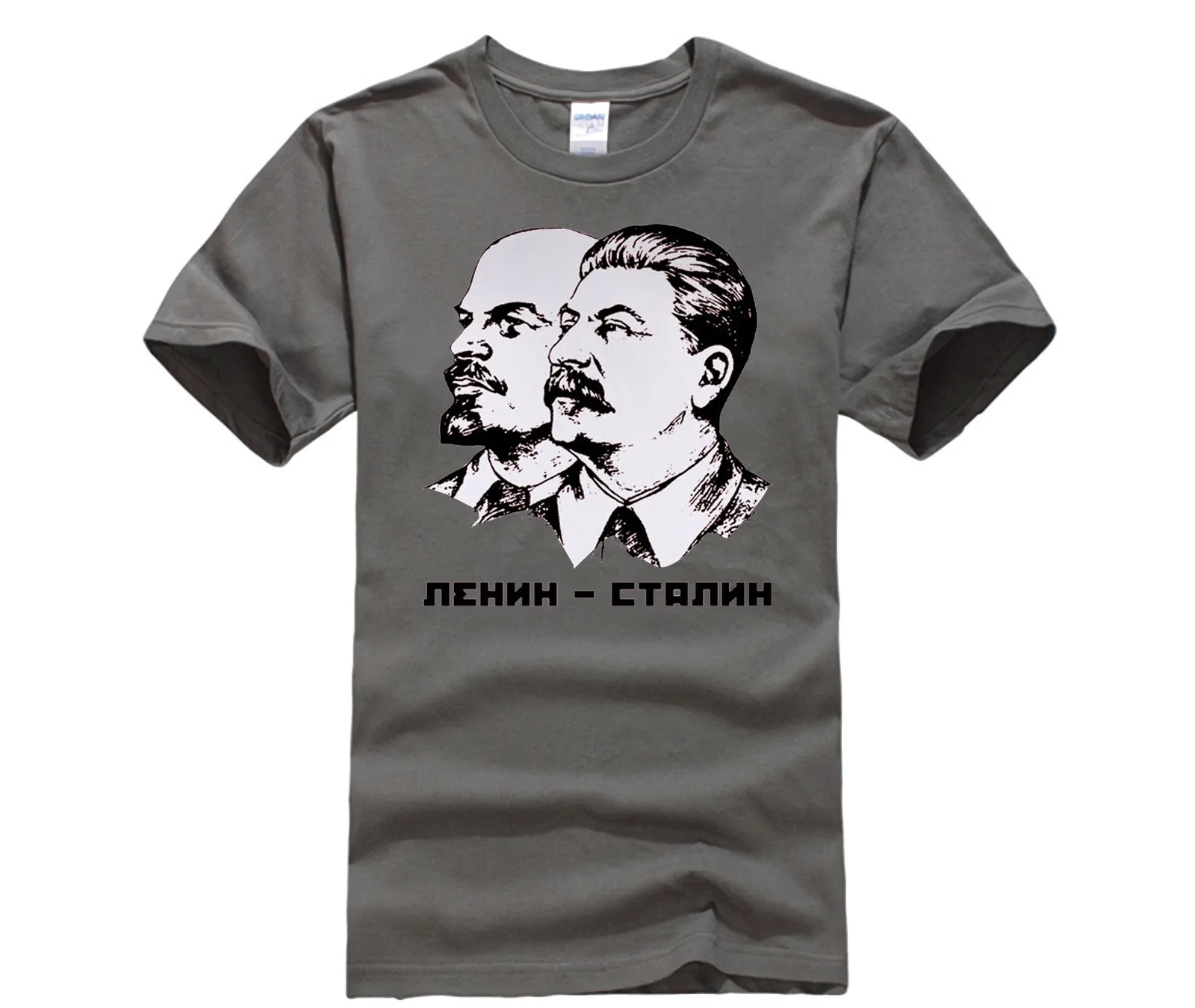 Hot men\'s fun casual print T-shirt Lenin And Stalin t shirt Top Lycra Cotton Men T Shirt