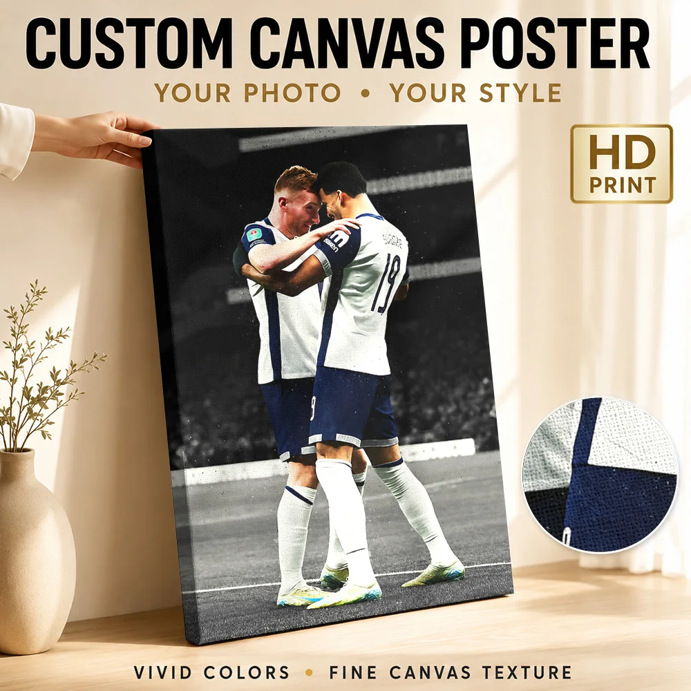 Dominic Solanke Dejan Kulusevski Tribute Canvas Poster Modern Style Wall Art With Customized Photo For Home Gym Ideal Coach Gift