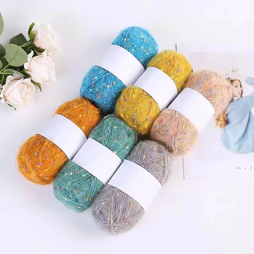 Thick Colored Dots Wool Yarn DIY Plush Rainbow Thread Hand-woven Sweater