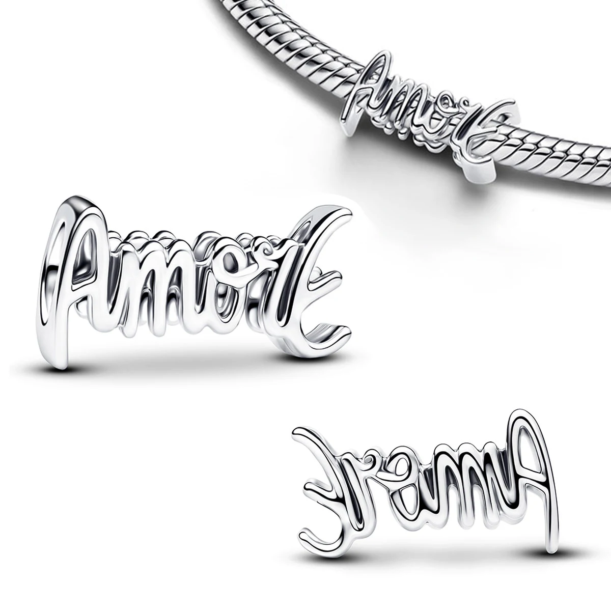 Hot Sales 925 Sterling Silver Charm Zircon Butterfly Puzzle Letter Christmas Silicone Bead Fit Women's DIY Bracelet Jewelry Gift