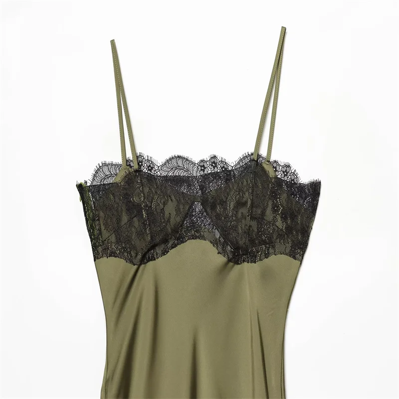 2026 Abito in pizzo asimmetrico con sensazione di raso di seta aderente sexy moda elegante nuovo arrivo primavera 2026