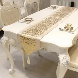 European Luxury Velvet Gilded Table Runner Tablecloth Embroidered Gloden Table Runners Table Flag Dinner Mats Home Textile