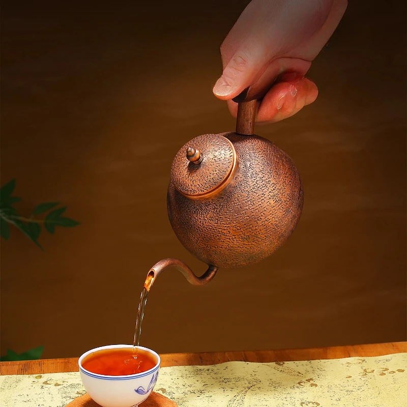400ml, Handmade Purple Copper Tea Kettle, Boiling Water Teapot, Chinese Health Copper Teapots, Tea Ceremony Kung Fu Tea Set