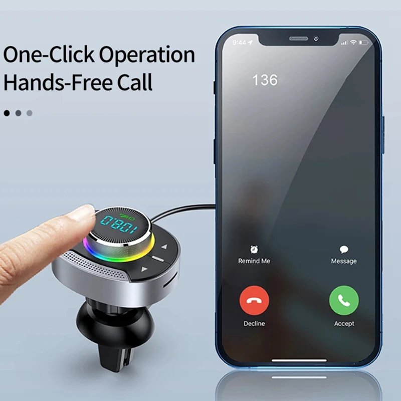 Carro bluetooth 5.0 transmissor fm pd 30w qc3.0 carregador rápido sem fio receptor de áudio handsfree mp3 player música fácil de usar