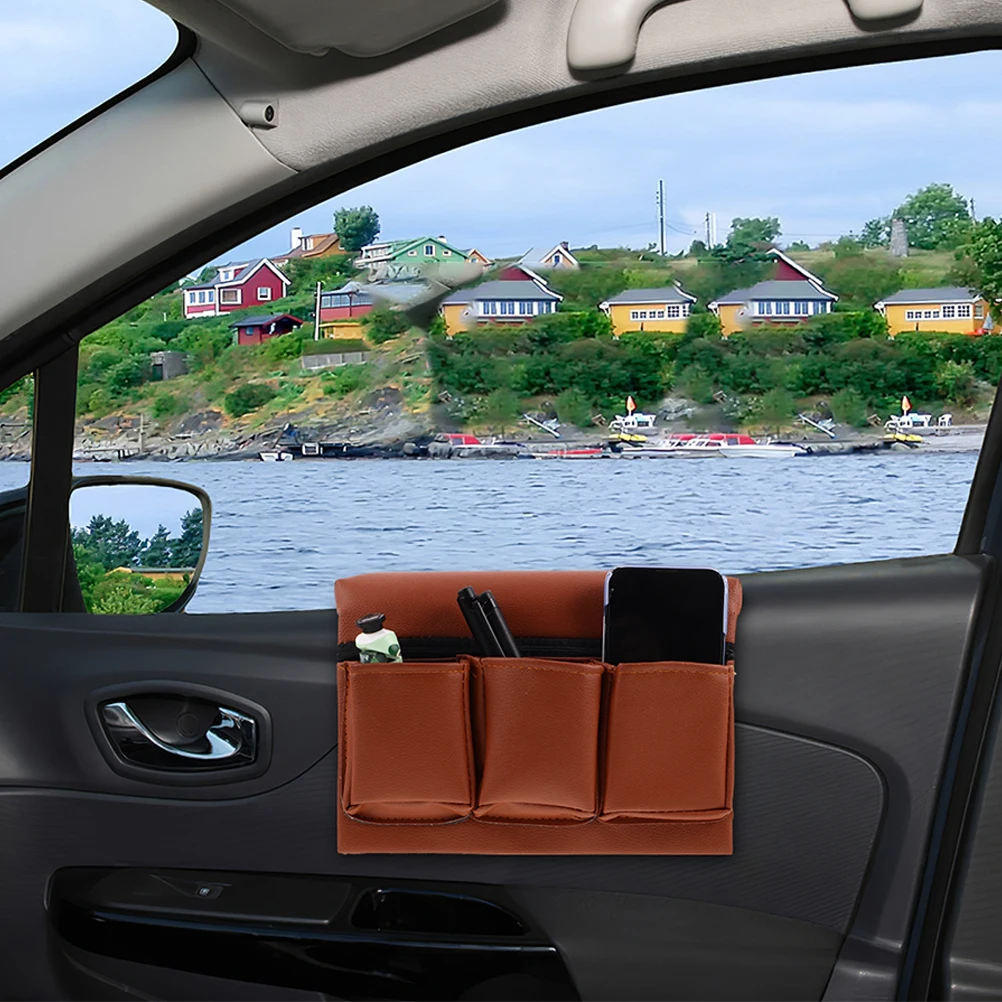 

Car Window Armrest Storage Box PU Organizer Universal Bag Pocket Protector Car Decor Multifunctional Spacesaving