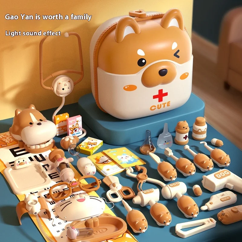 Ensemble de jouets de médecin pour animaux de compagnie, sac à dos pour chiot, dentiste, infirmière, jeu de plis, maison de jeu pour garçons et filles, boîte à outils médicale, sac Corgi, cadeau pour enfants